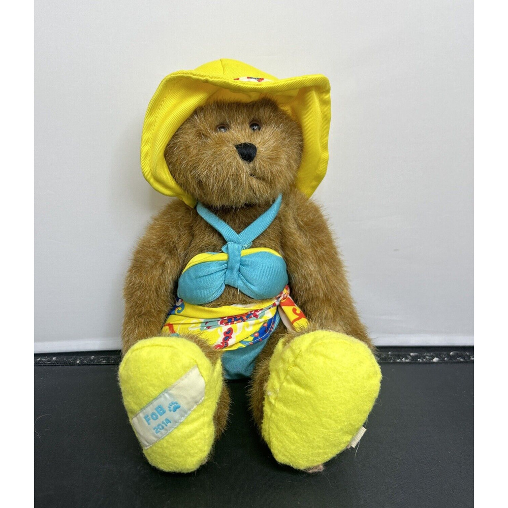 Vtg Boyds Bears Sunny Beachbeary Teddy Bear Hat Bikini Sarong Stand 12" Charity
